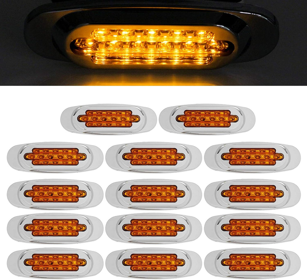 6.5 Inch Amber LED Side Marker Lights 14Pcs Q814