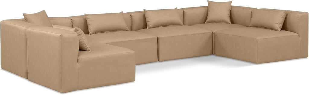 Tan Vegan Leather Modular Sectional X703