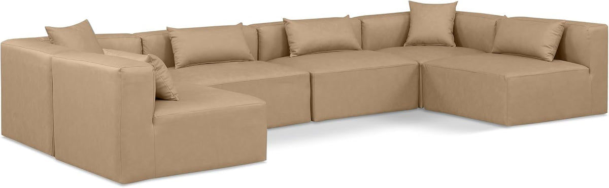 Tan Vegan Leather Modular Sectional X703