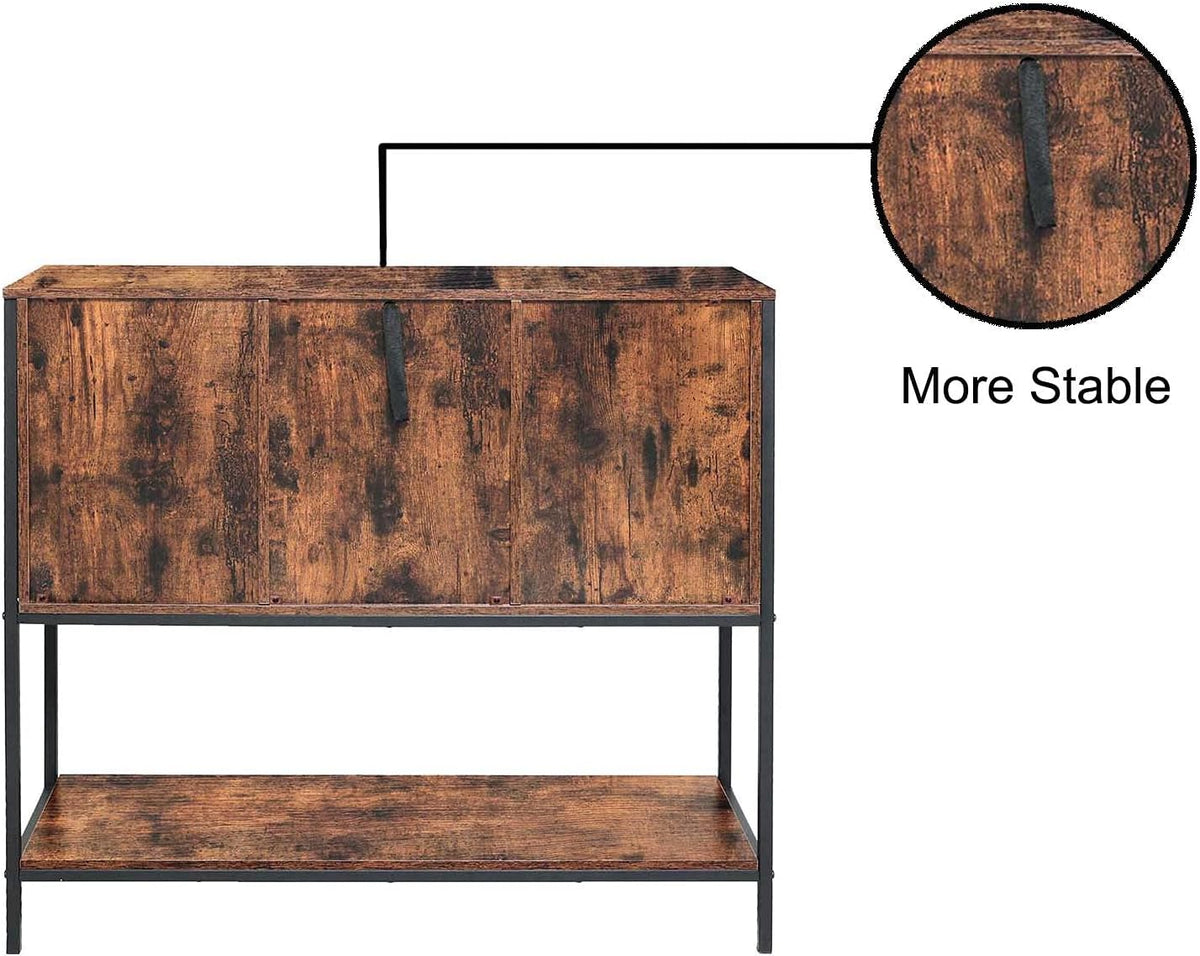 Rustic Brown Storage Cabinet with 2 Drawers and 1 Open Shelf A857906