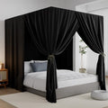 Black Queen Lightproof Bed Canopy Curtains F305