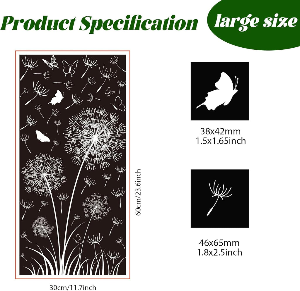 White Dandelion Window Clings Flying Flower Butterflies Window Sticker Self-Adhesive Decals P935801