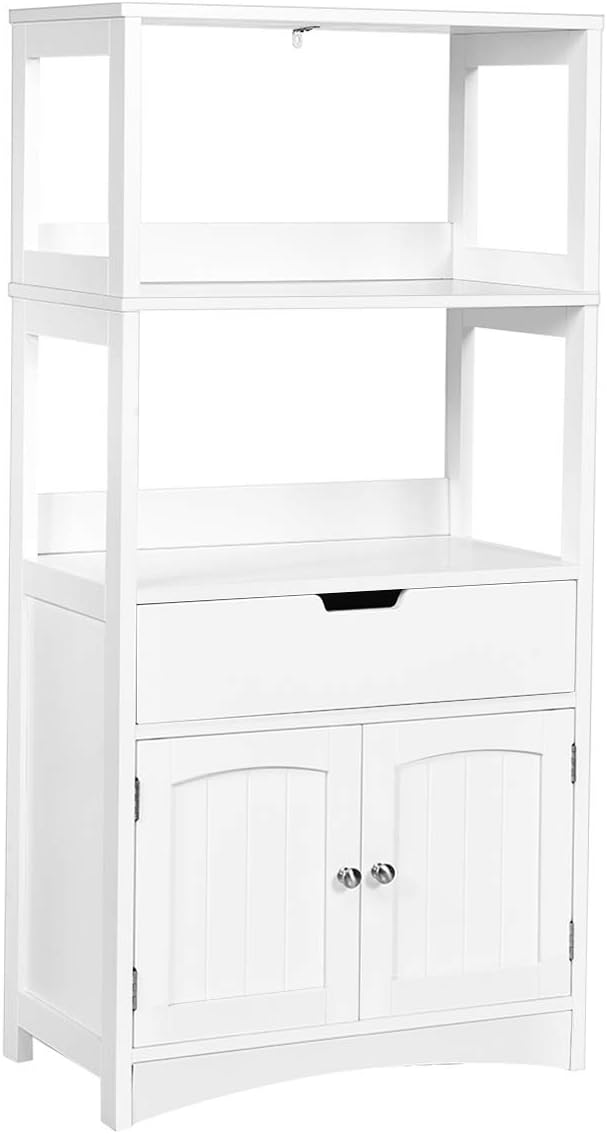 Grey Free Standing Bathroom Floor Cabinet with Drawer and Shelves P9272