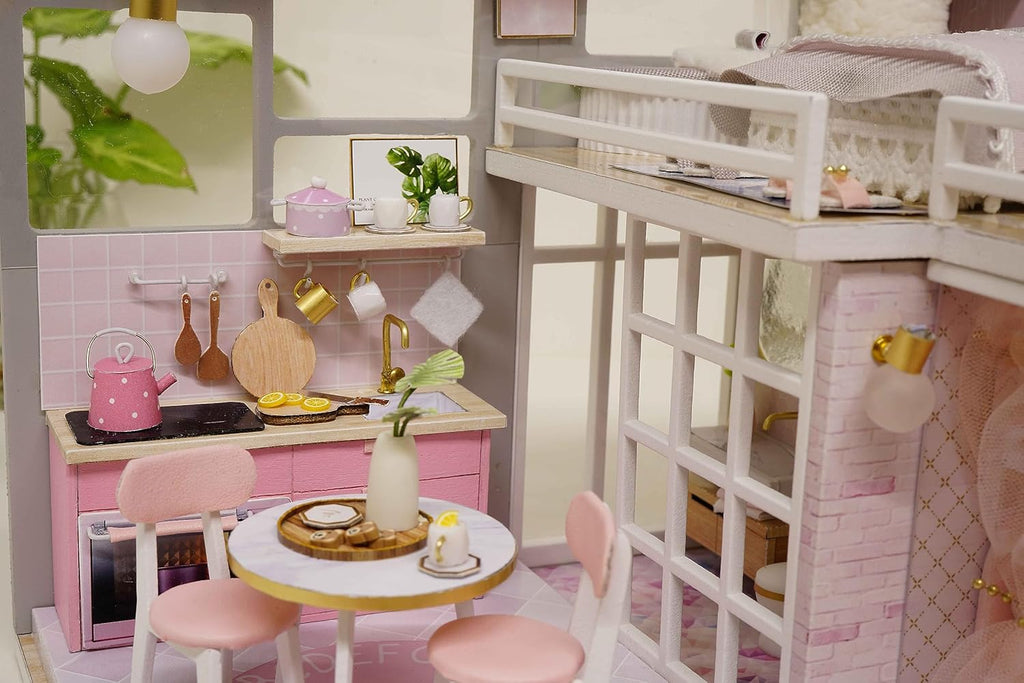 Miniature House DIY Kit with Furniture and Light L40679