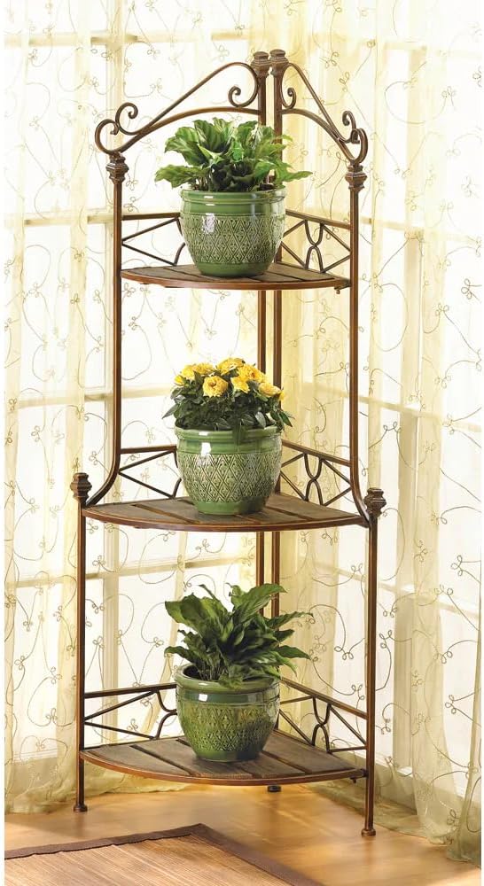 Rustic Corner Baker's Rack, 14" x 14" x 47", Multicolor H635