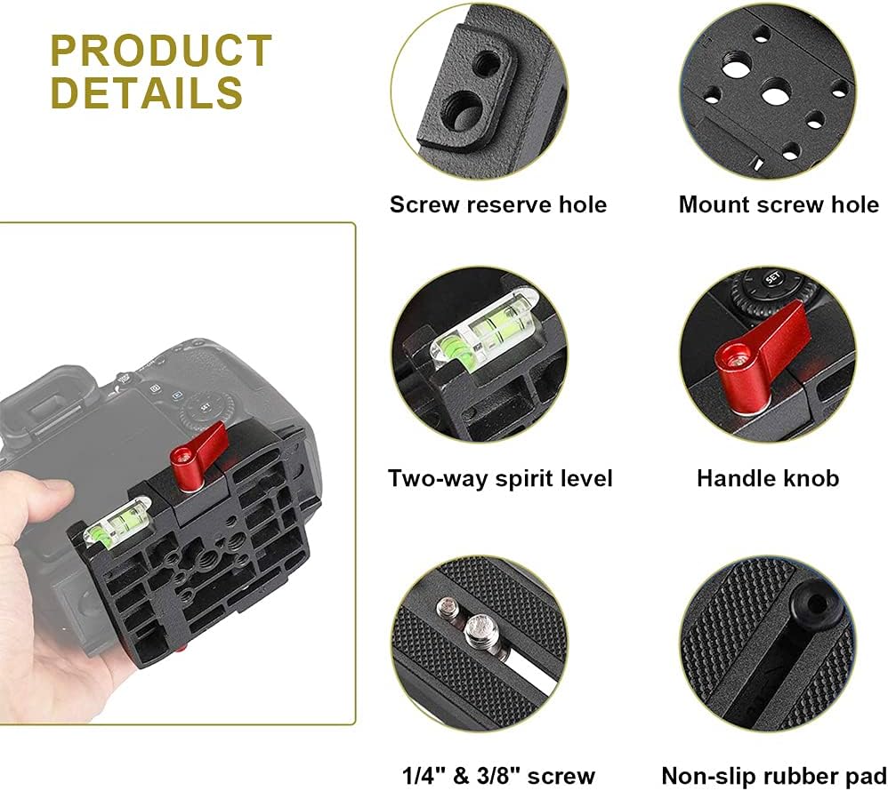 Aluminum Alloy Camera Tripod Base Plate with QR Clamp Adapter E549