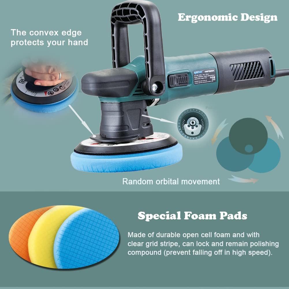 6 inch 750W Random Orbital Polisher Buffer with 6 Variable Speed D862