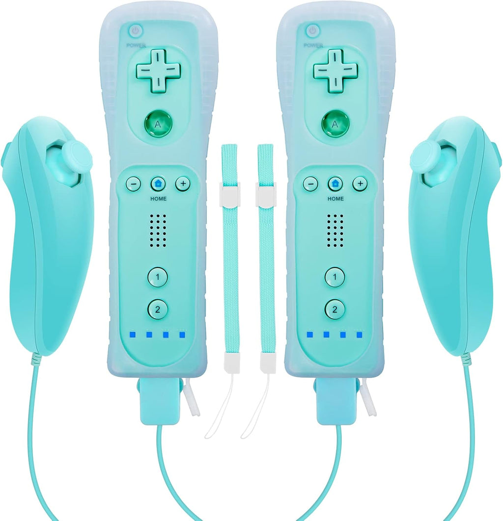 Wireless Controller and Nunchuck Joystick 2 Packs with Silicone Case and Wrist Strap Y114