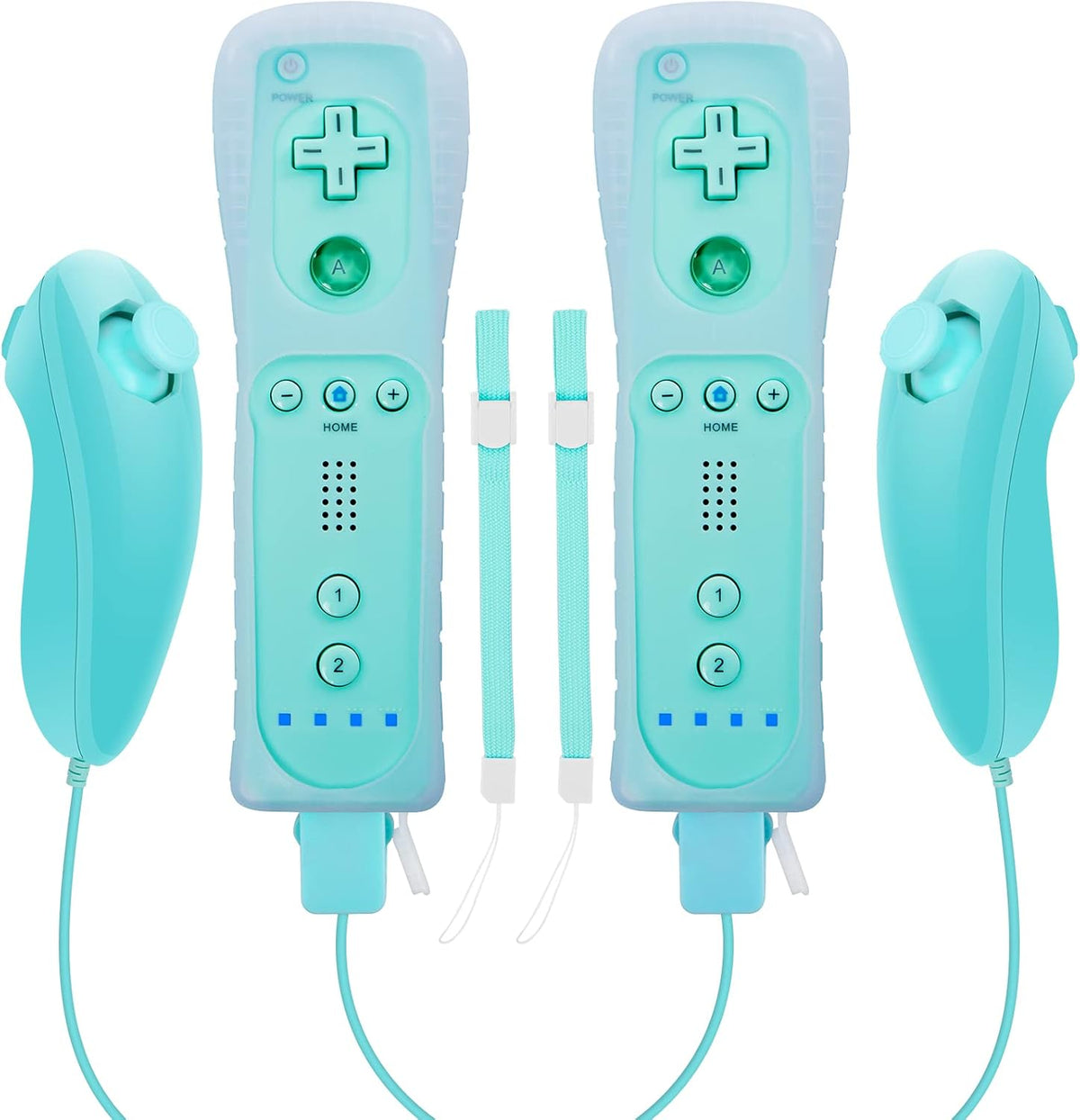 Wireless Controller and Nunchuck Joystick 2 Packs with Silicone Case and Wrist Strap Y114