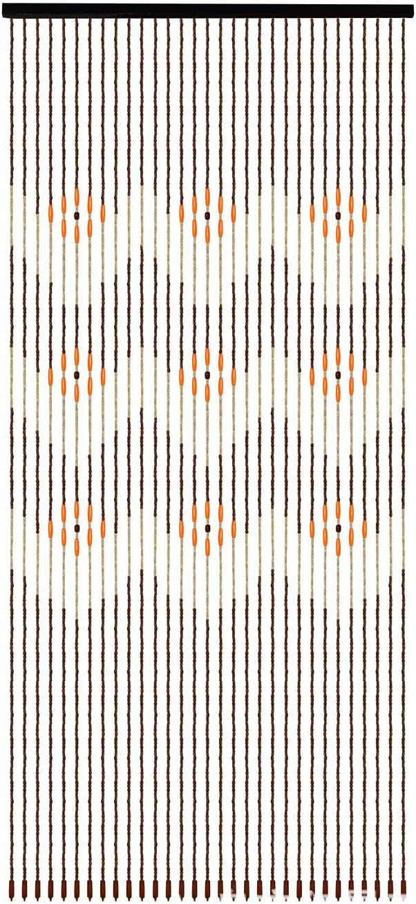 31 Strands Natural Brown Bamboo Bead Door Curtain, 86 X 35 Inches J9875