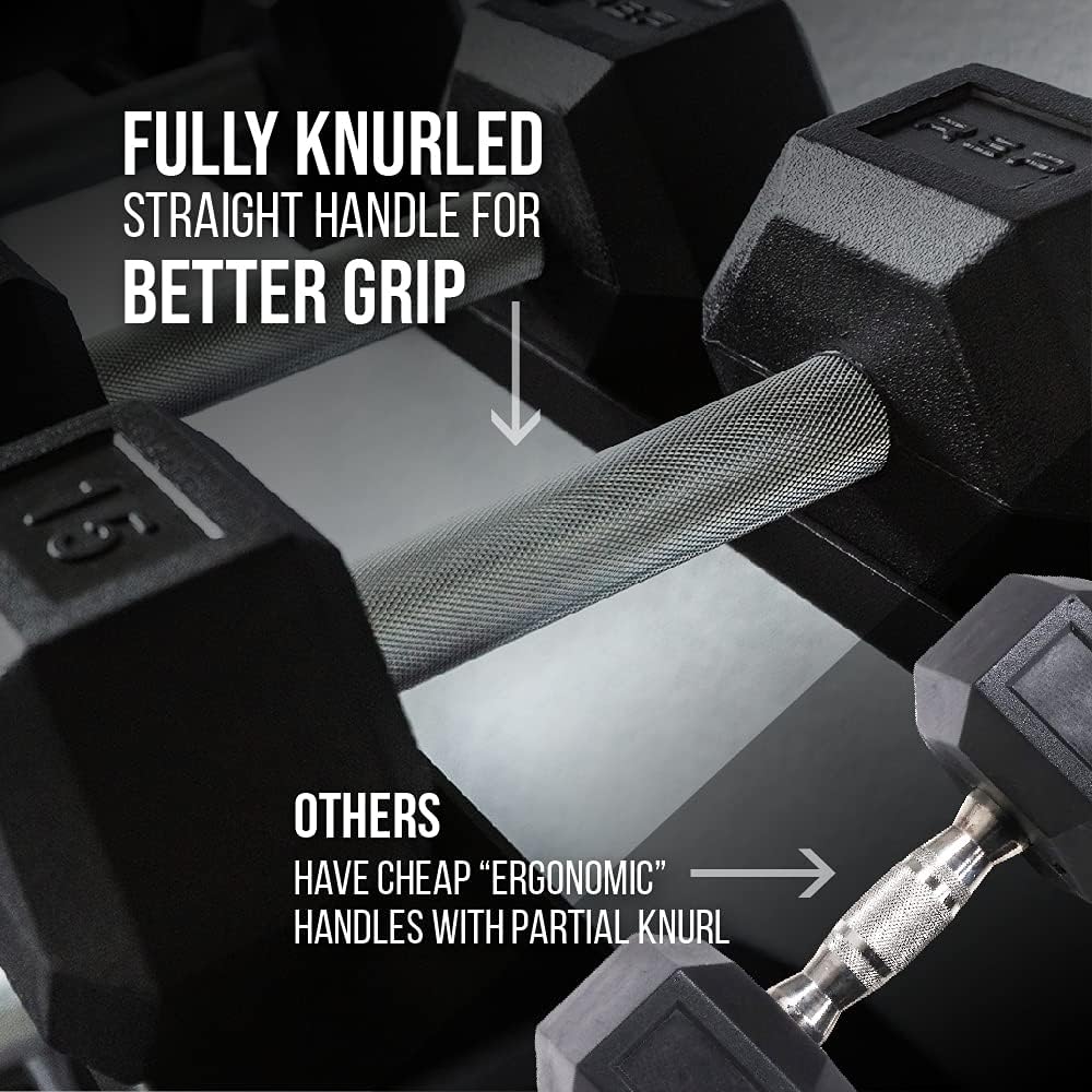 5-50 lb Rubber Hex Dumbbell Set Y49248