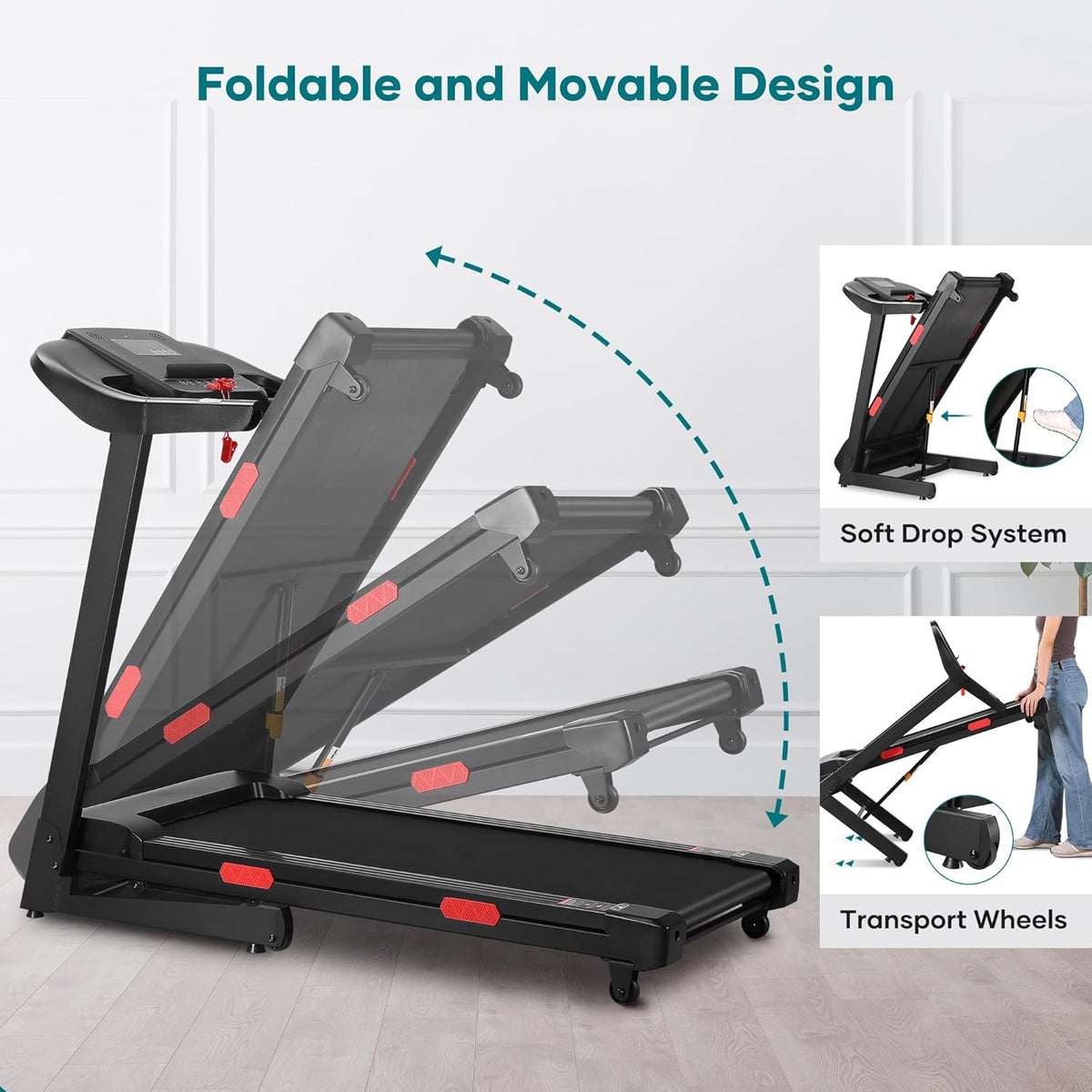 Foldable Treadmill with 15% Auto Incline and Bluetooth Speaker G347