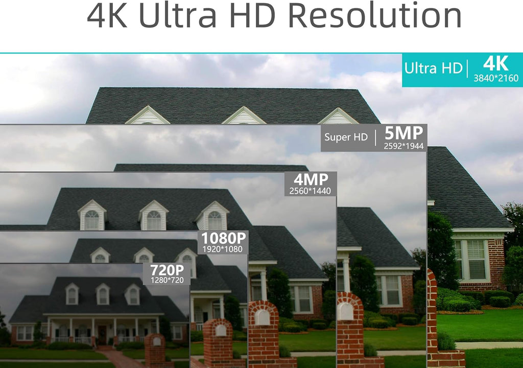 4K PoE Security Camera System 8MP 8CH 4Pcs Wired IP Cameras with Night Vision 2TB Hard Drive H584838