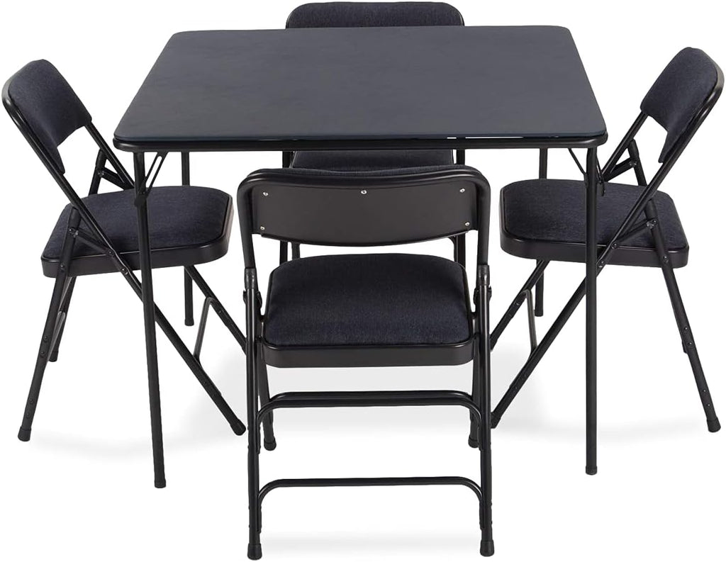 Beige 5 Pieces Folding Card Table and Folding Chair Set M615193