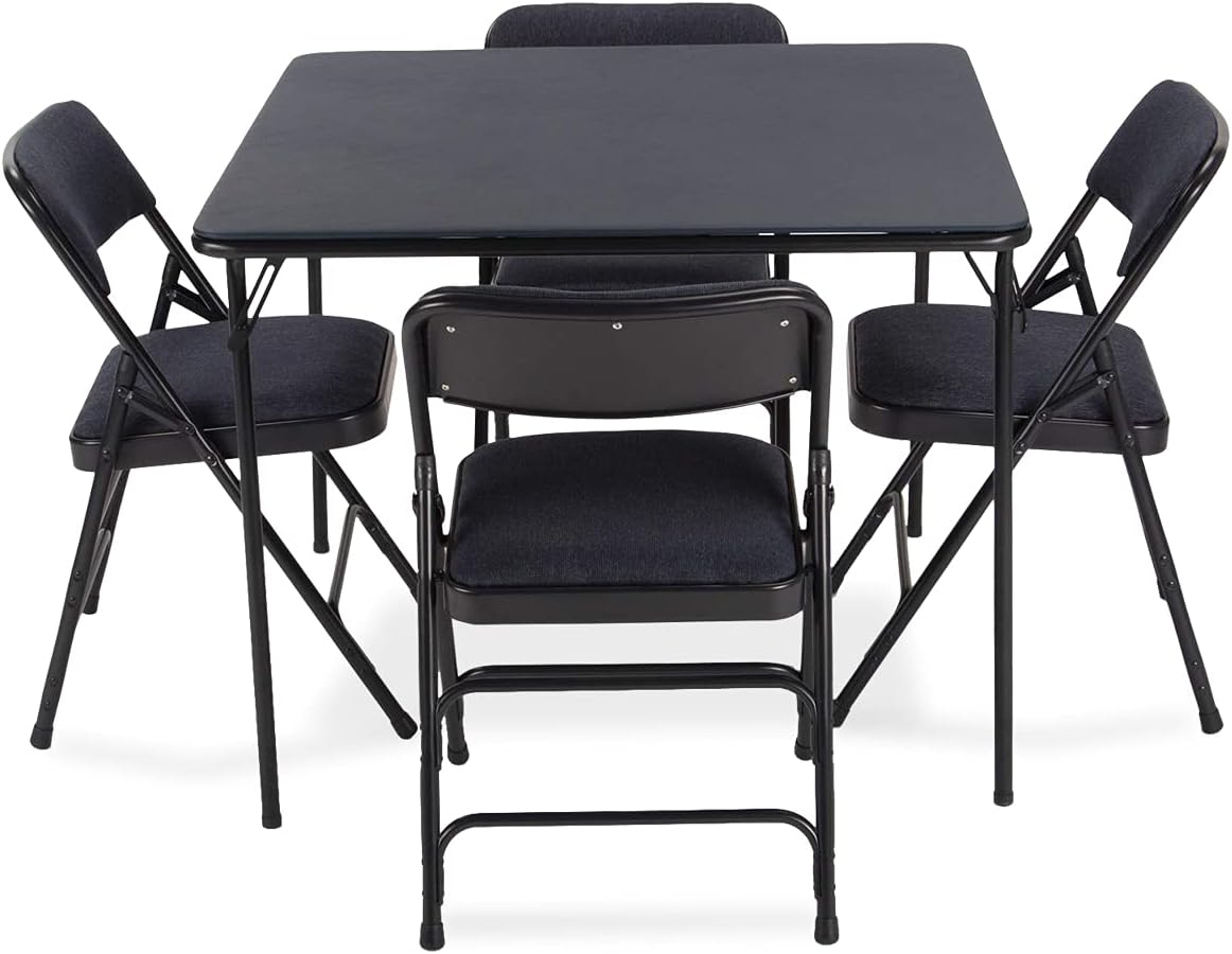 Beige 5 Pieces Folding Card Table and Folding Chair Set M615193