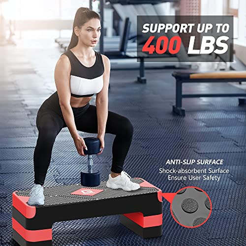 Adjustable Aerobic Step Platform, 26.5" Step Deck with 4” 6” 8” Risers E793