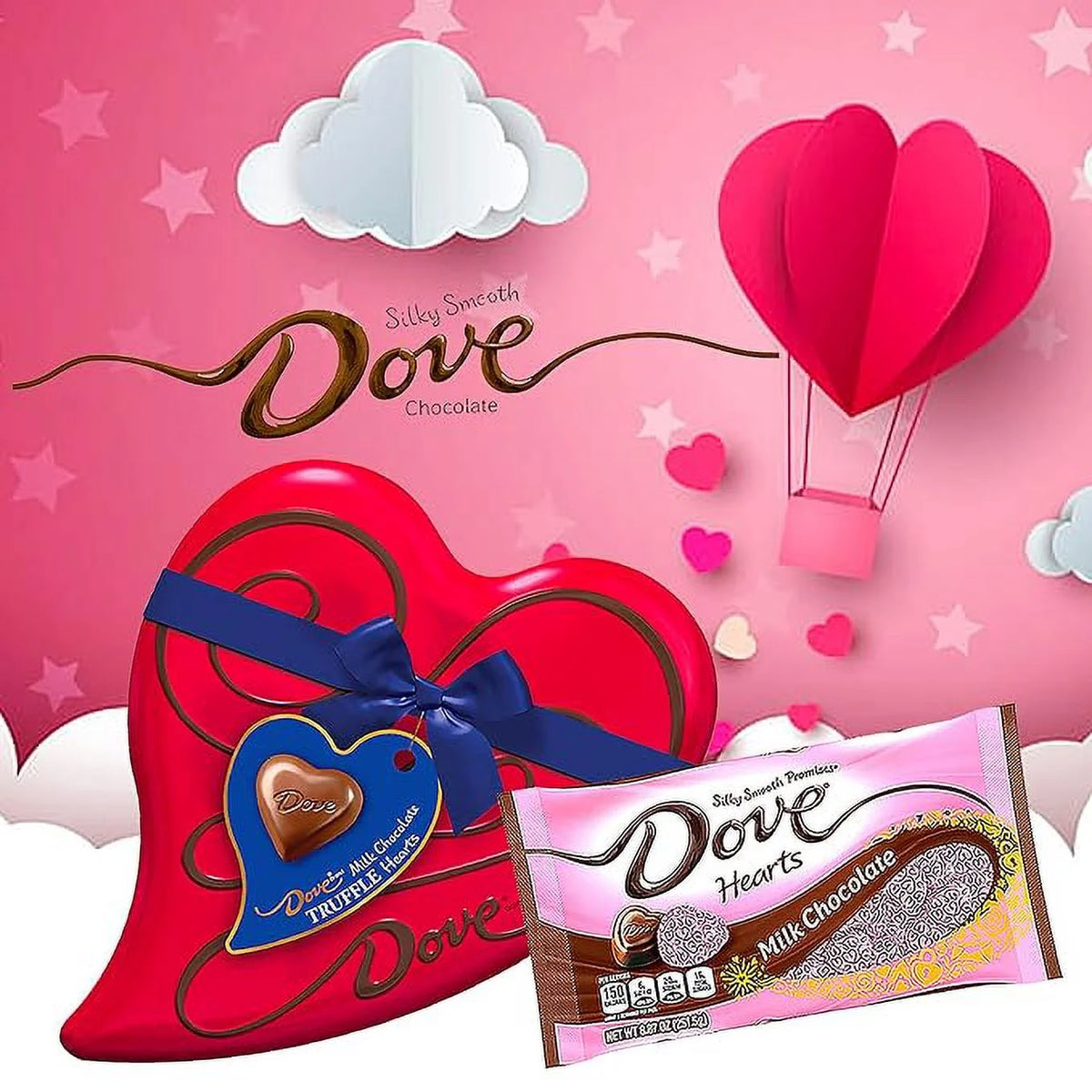 Milk Chocolate Candy Heart Tin and Milk Chocolate Bag F33813