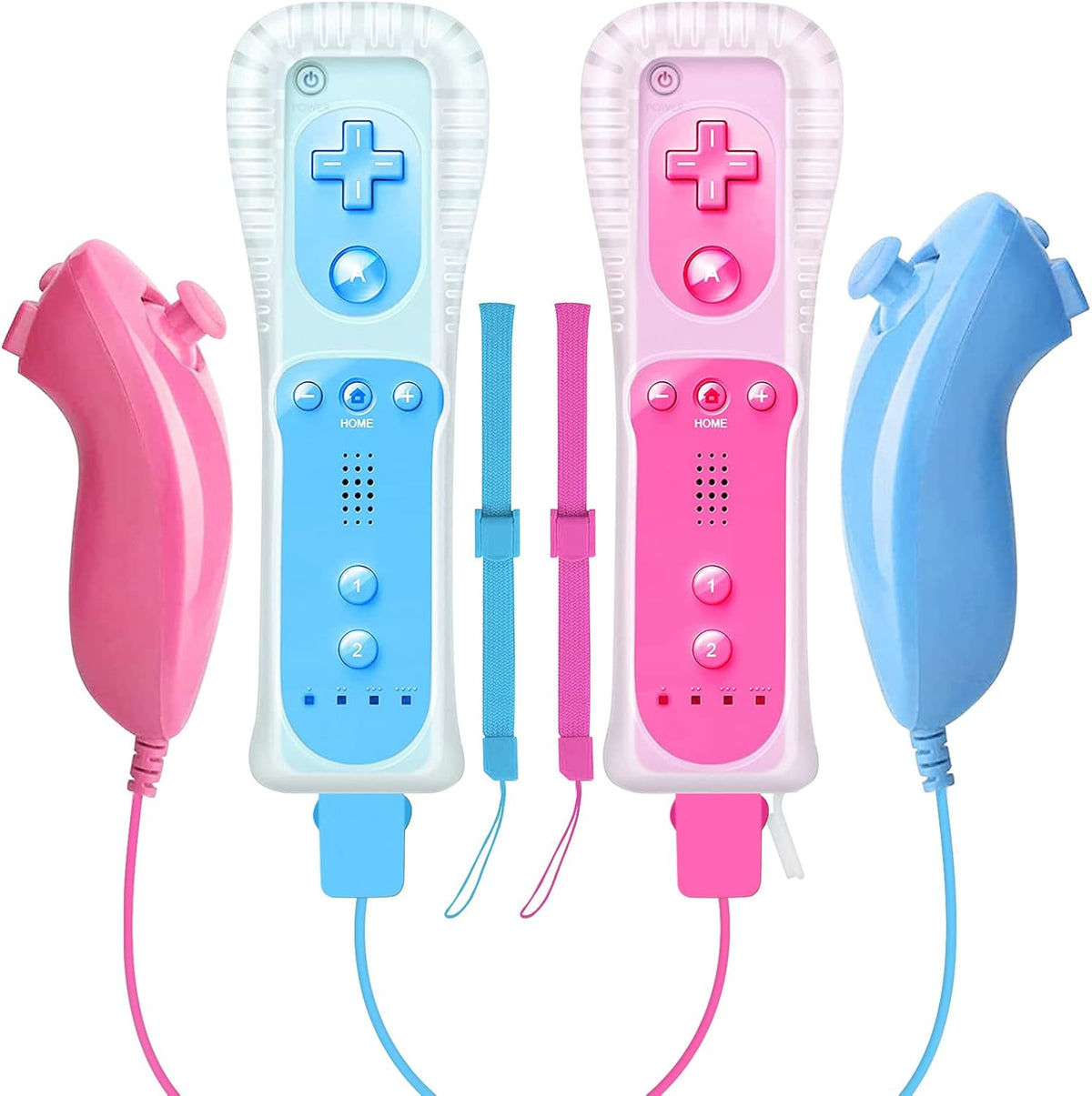 Wireless Controller and Nunchuck Joystick 2 Packs with Silicone Case and Wrist Strap Y114