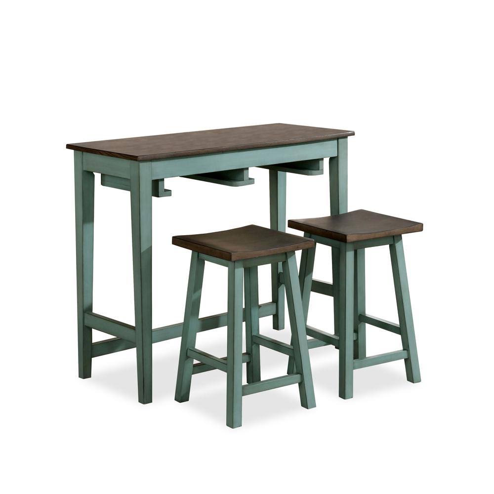 3-Piece Antique Teal Counter Dining Table Set T40545