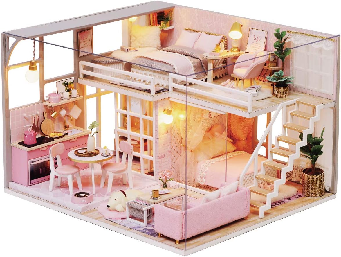 Miniature House DIY Kit with Furniture and Light L40679