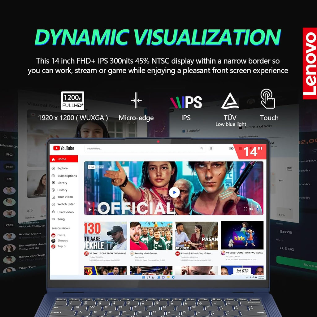 14 Inch FHD Touchscreen 2 in 1 Laptop, Intel Core i5, 16GB RAM 512GB SSD, Windows 11, Backlit Keyboard T639590