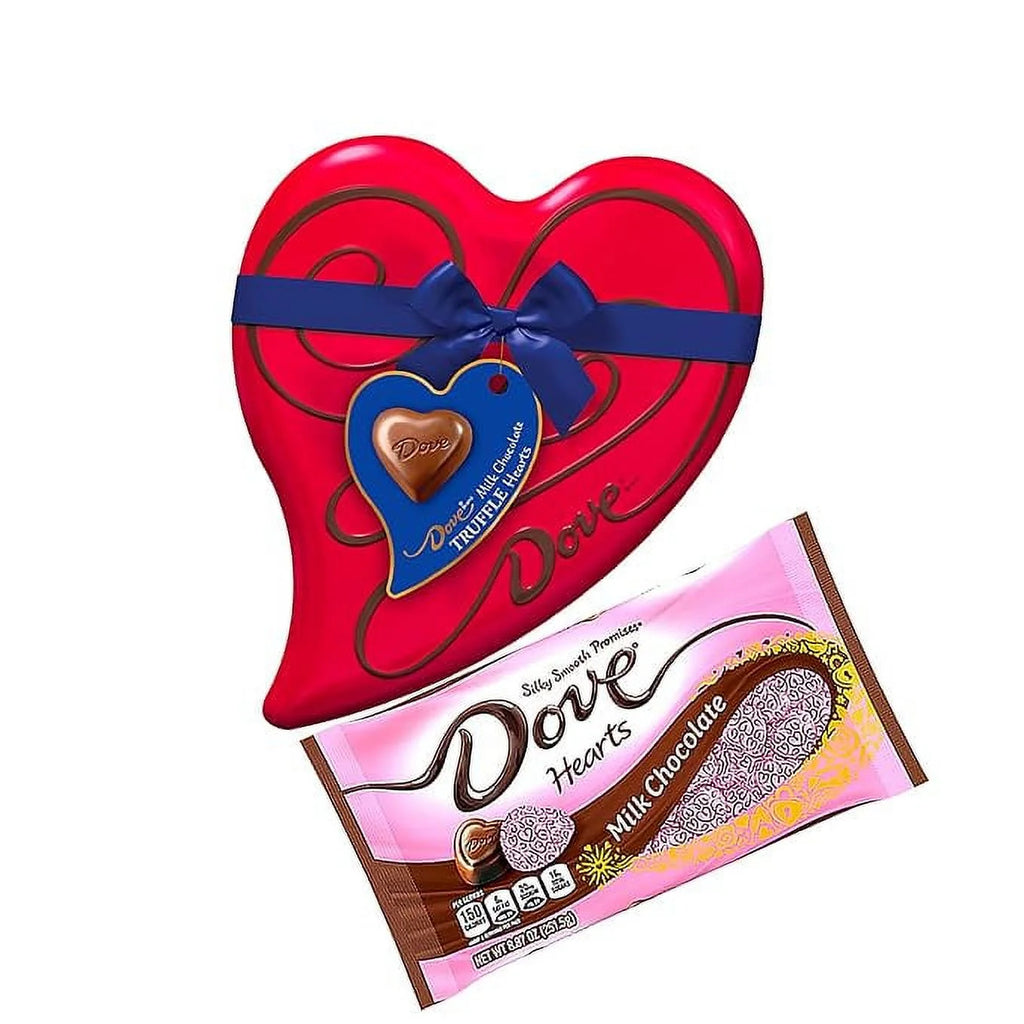 Milk Chocolate Candy Heart Tin and Milk Chocolate Bag F33813