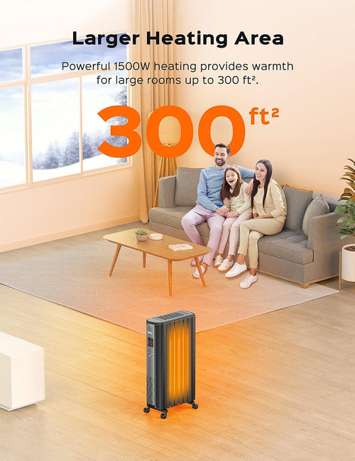 1500W Electric Oil Filled Radiator Heater with Remote Control K316355