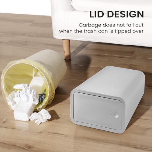 White 4.0 Gallon Plastic Bathroom Trash Can with Lid K5704