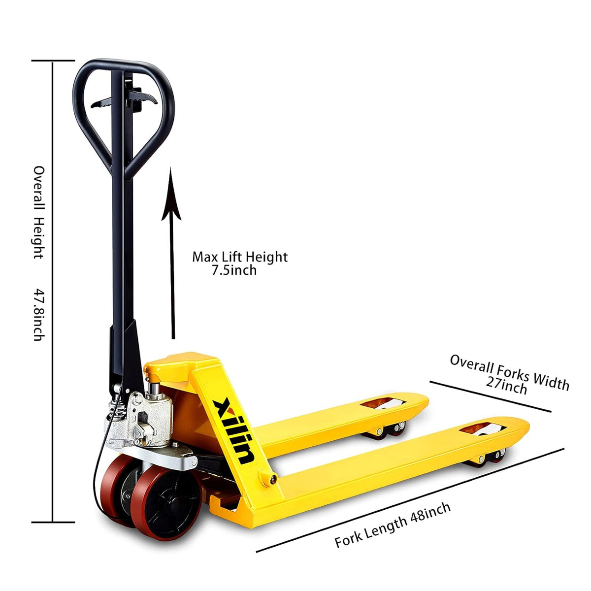 Pallet Jack Hand Pallet Truck 48 Lx27 W 5500lbs Capacity with Brake System Q797
