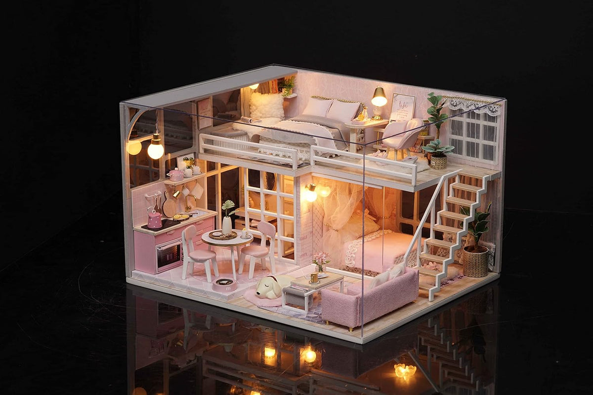 Miniature House DIY Kit with Furniture and Light L40679
