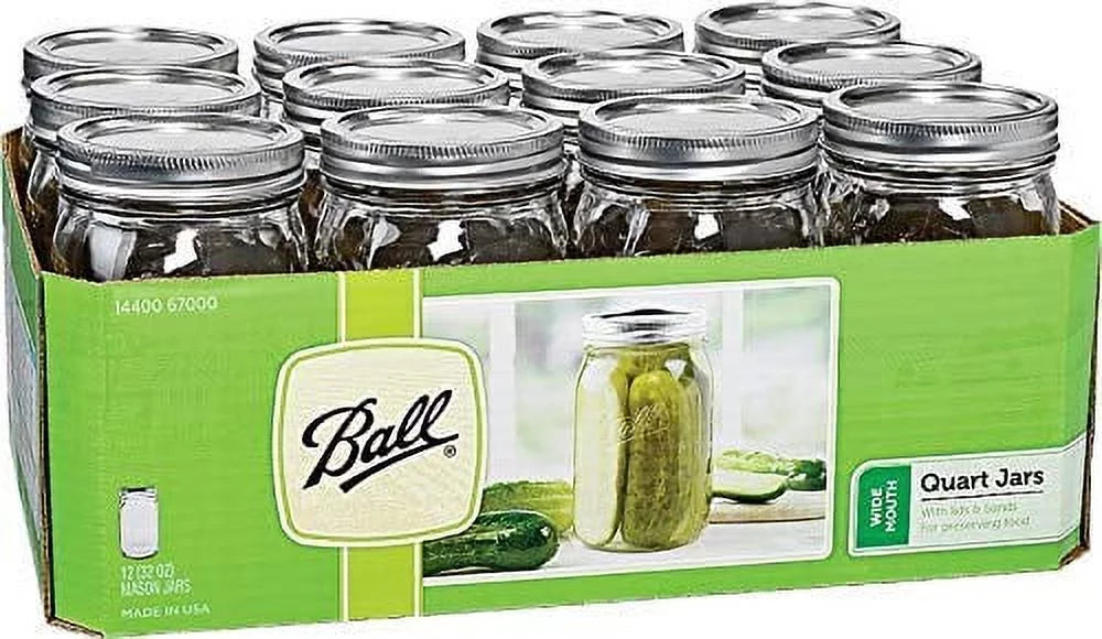 32 oz Wide Mouth Jars with Lids and Bands, Set of 12 J40189