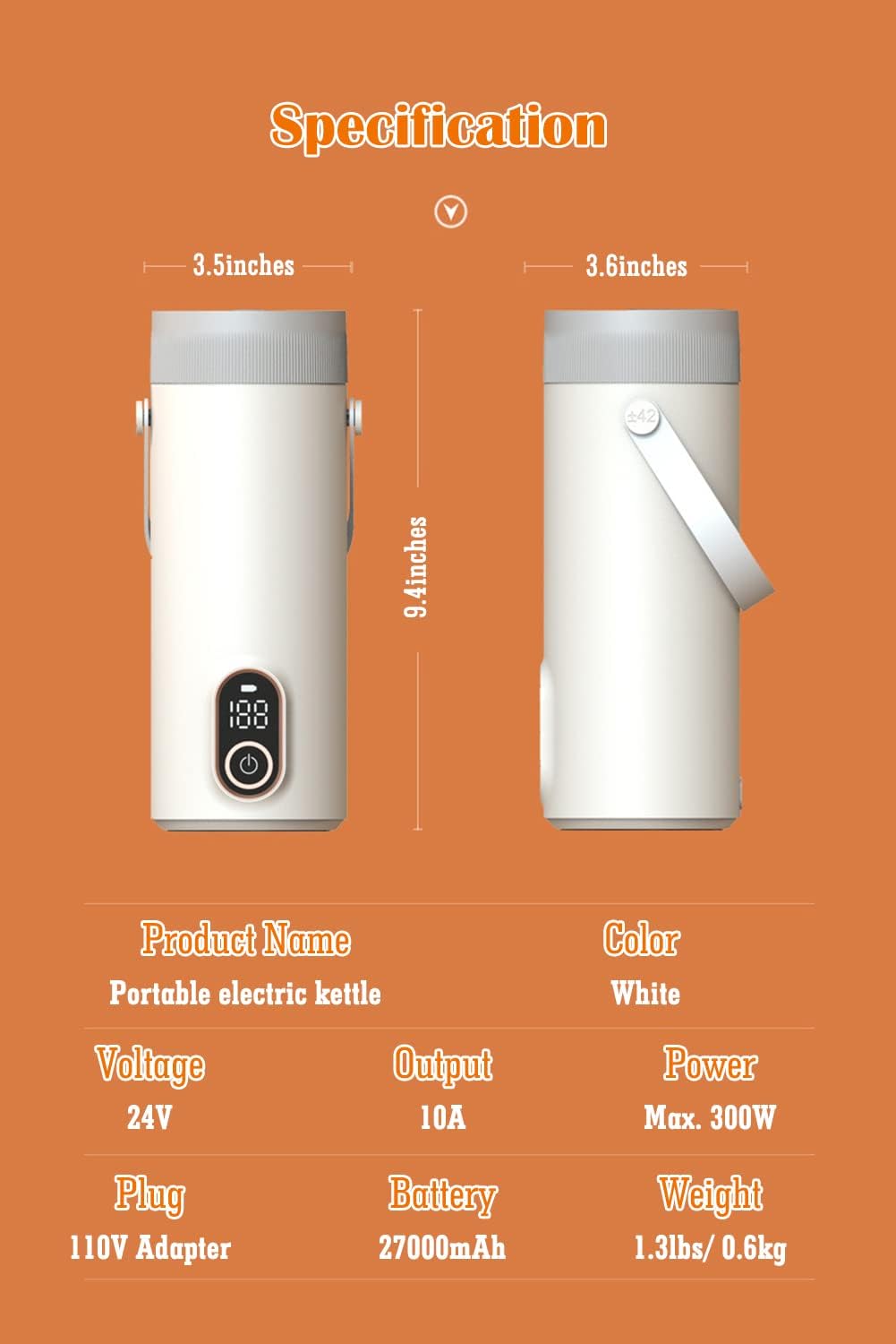 Cordless Portable Electric Kettle 400ML 304 Stainless Steel R183
