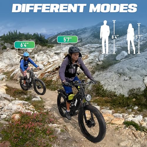 5000W Dual Motor Electric Bike with 60V 32AH Battery 26x4 Fat Tire Full Suspension 7-Speed Gear C5483