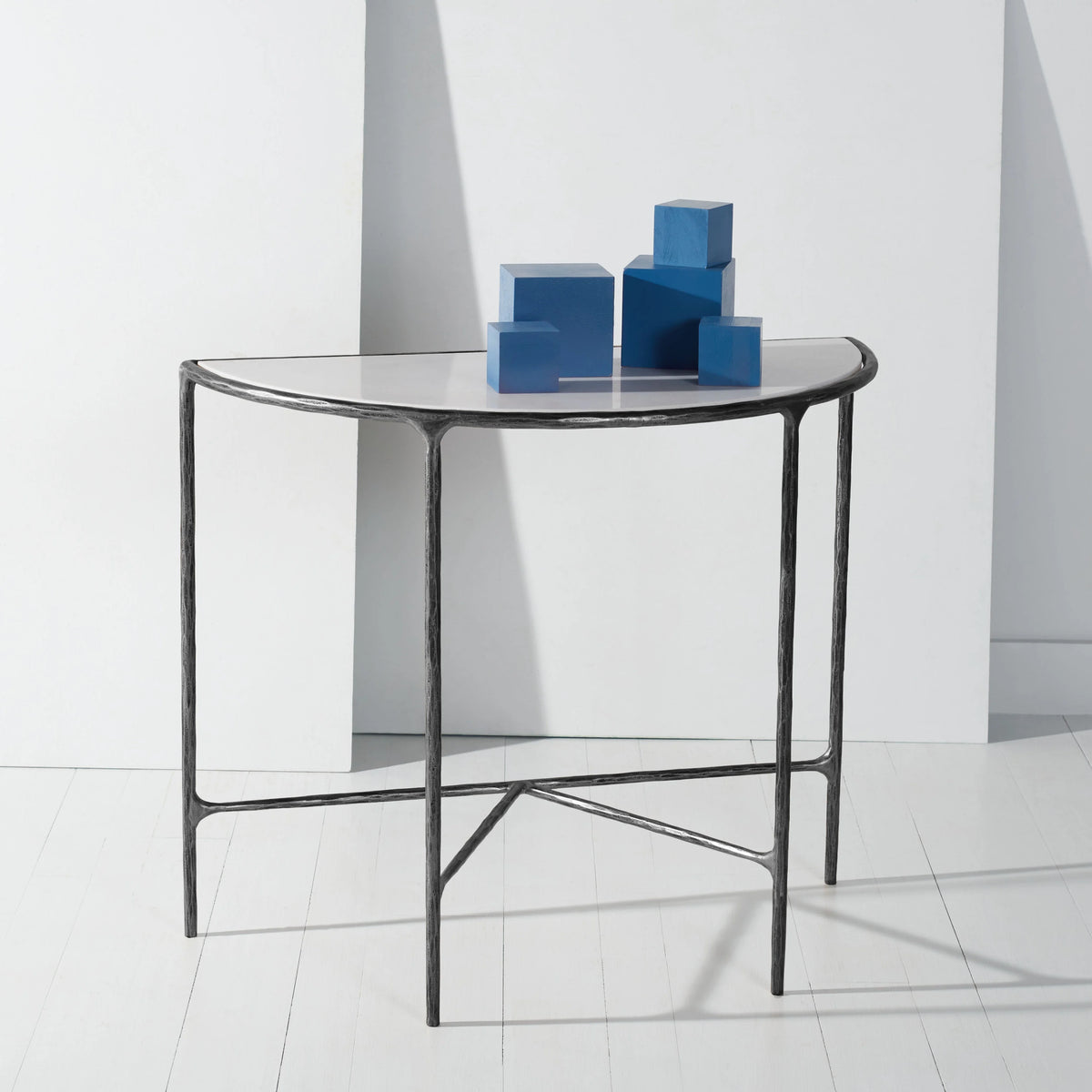 Black White Metal Console Table Y5804