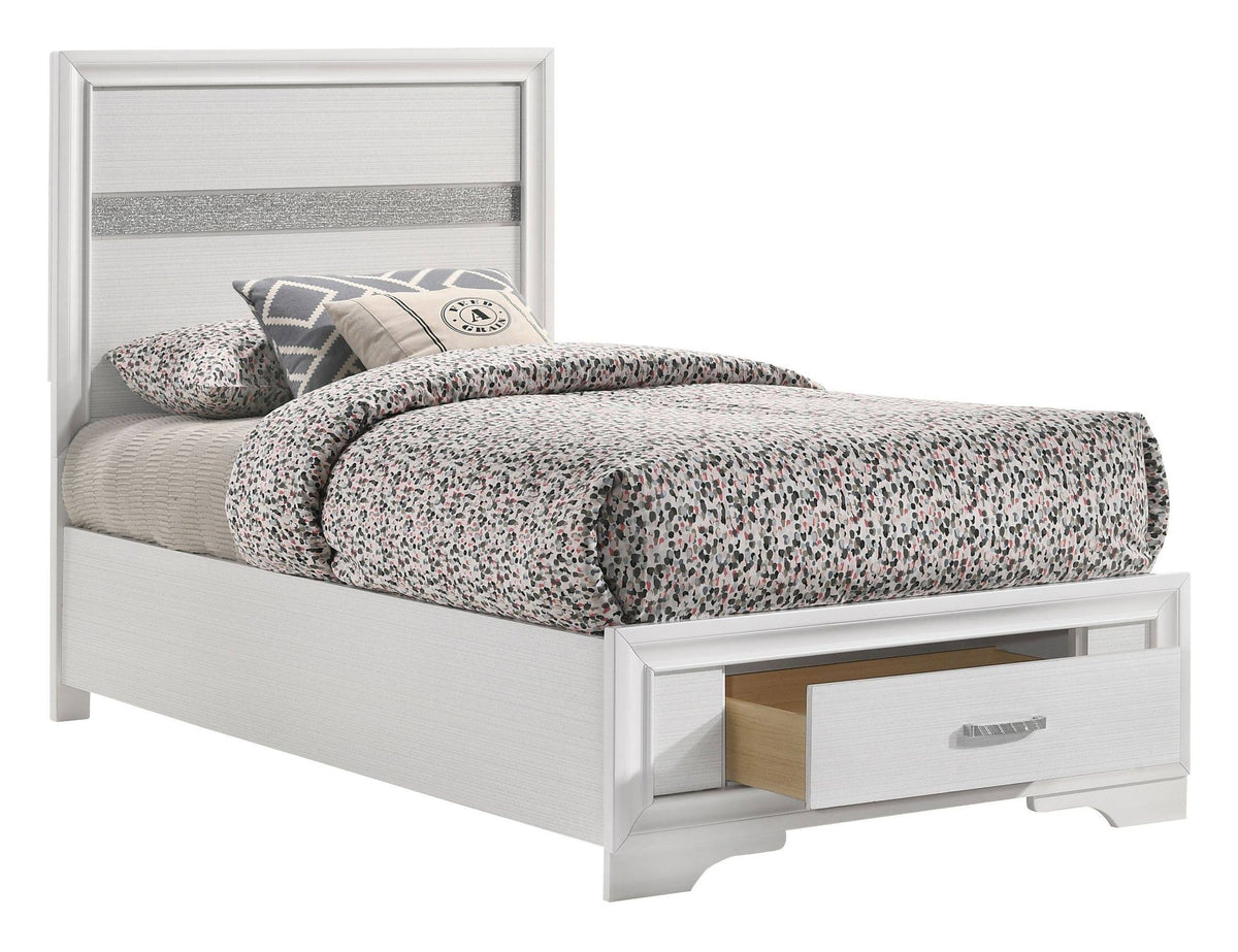 White Twin Storage Bed E800512