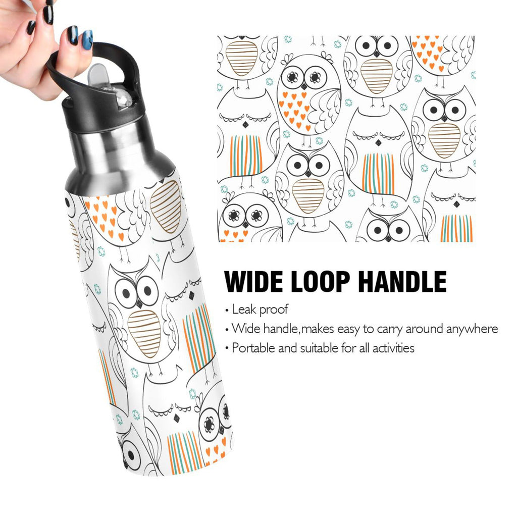 Stainless Steel Insulated Vacuum Flask Water Bottle with Straw Lid K7045