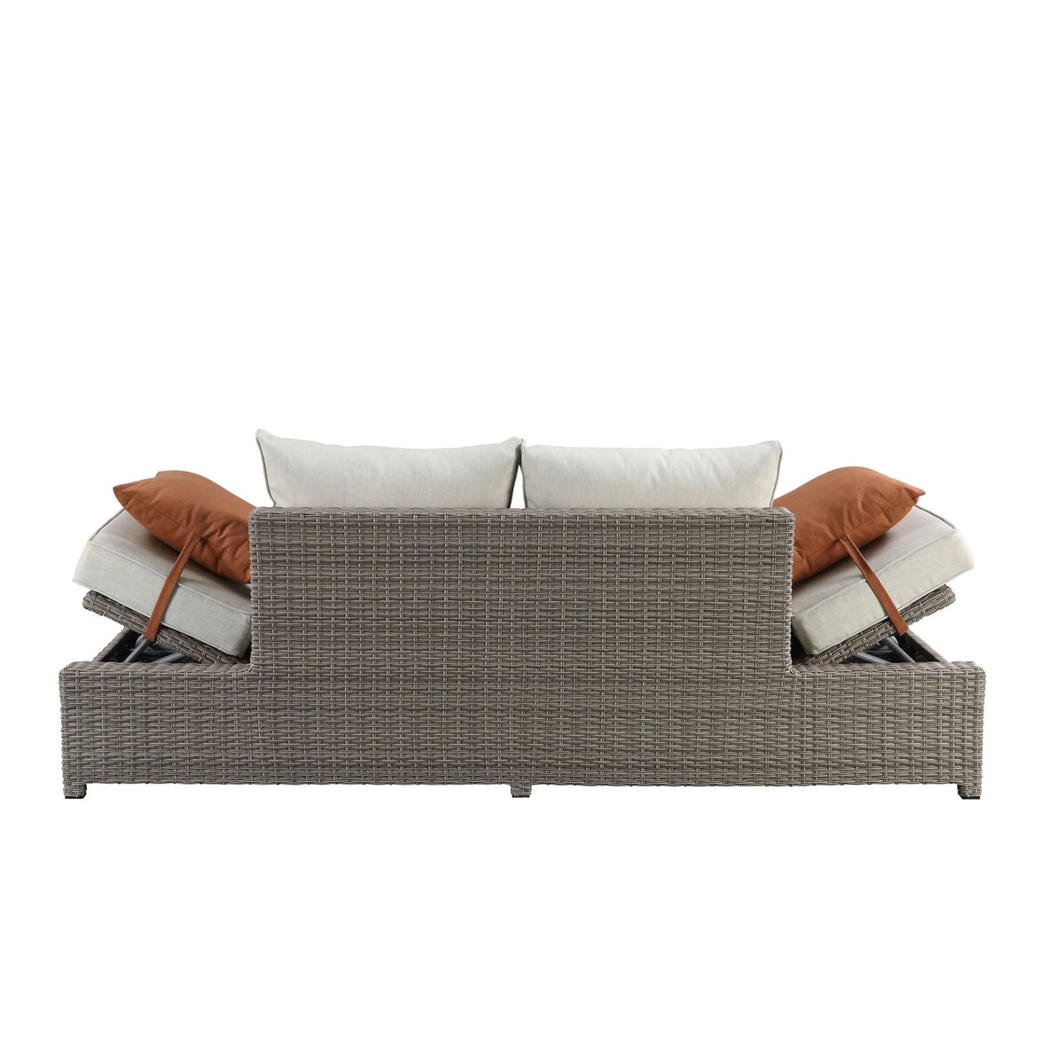 Beige Fabric Patio Sofa & Ottoman with 2 Pillows B703