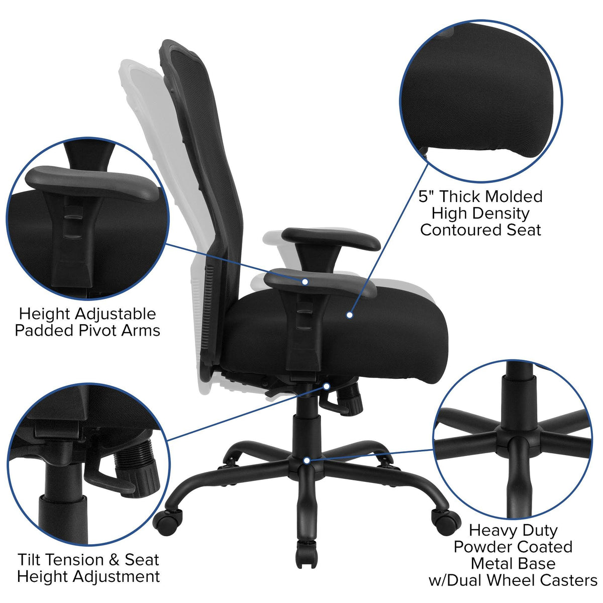 Black Mesh Swivel Ergonomic Office Chair F6401