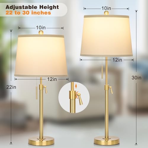 Black Set of 2 Height Adjustable 3-Way Dimmable Table Lamps P207888