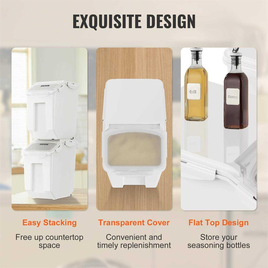 15L Ingredient Storage Dispenser Bin with Measuring Cups Y5256