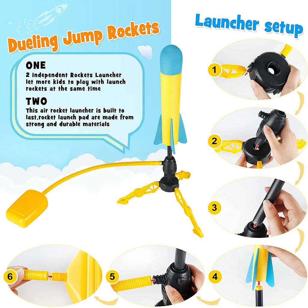 Terra Toy Rocket Launcher, 2 Launchers & 8 Foam Rockets, Outdoor Toy Q103799