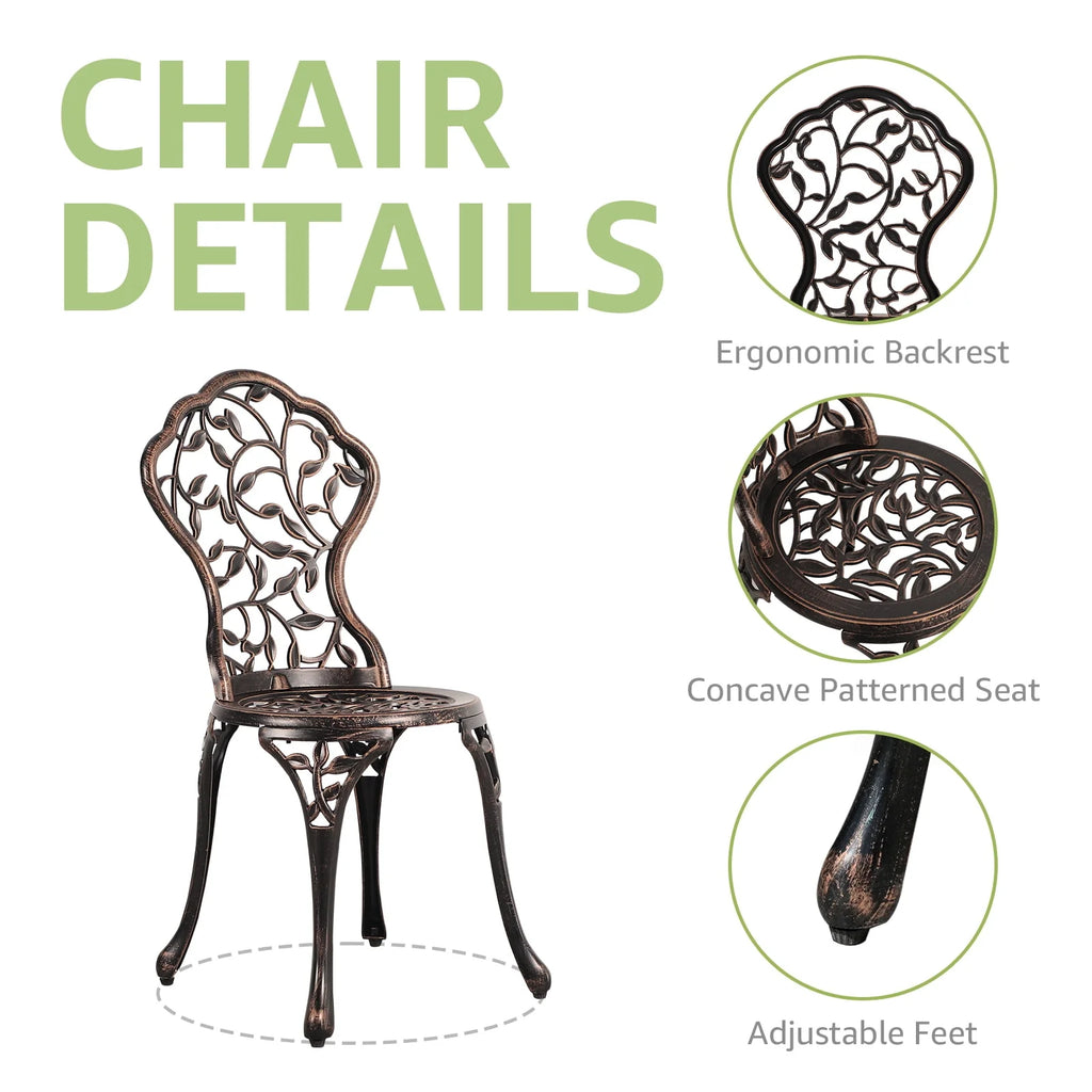 3-Piece Cast Aluminum Bistro Set with Umbrella Hole A848094