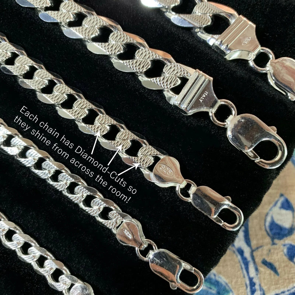 Real Solid 925 Sterling Silver Cuban Curb Chain Necklace J493062