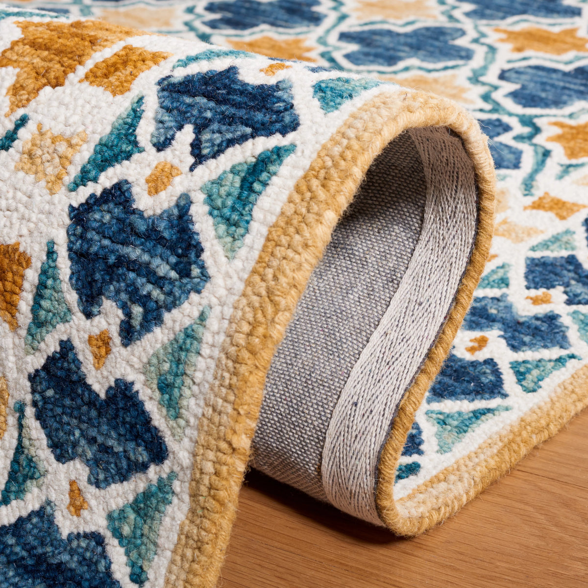 Navy Yellow Geometric Area Rug 3' x 5' F353688