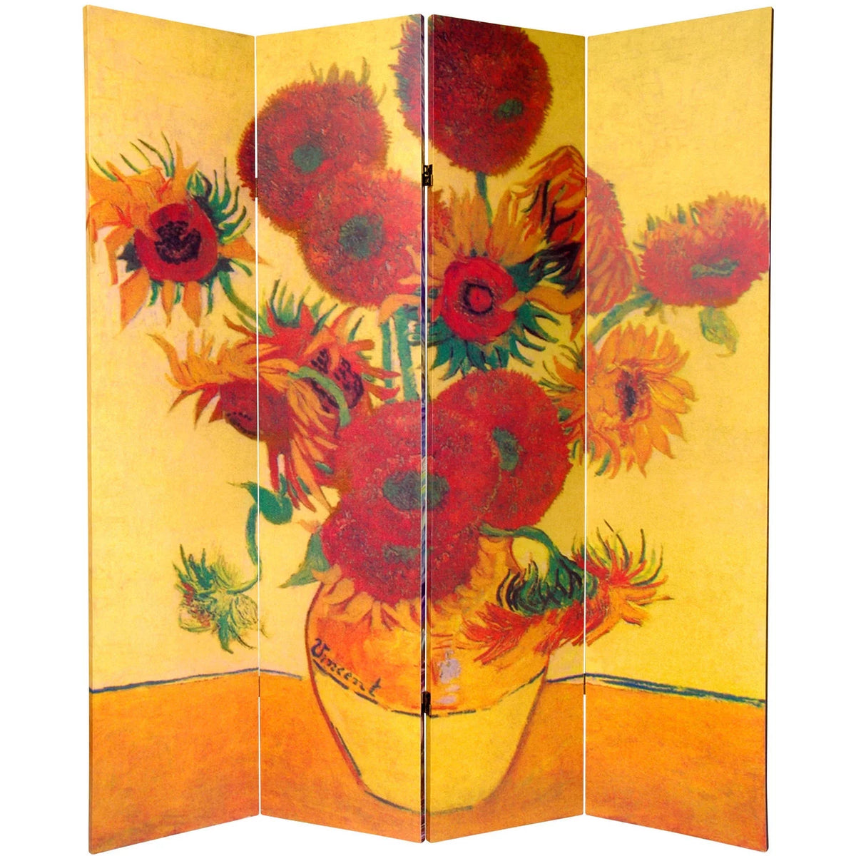 6 ft. Tall 4 Panel Canvas Room Divider L9577