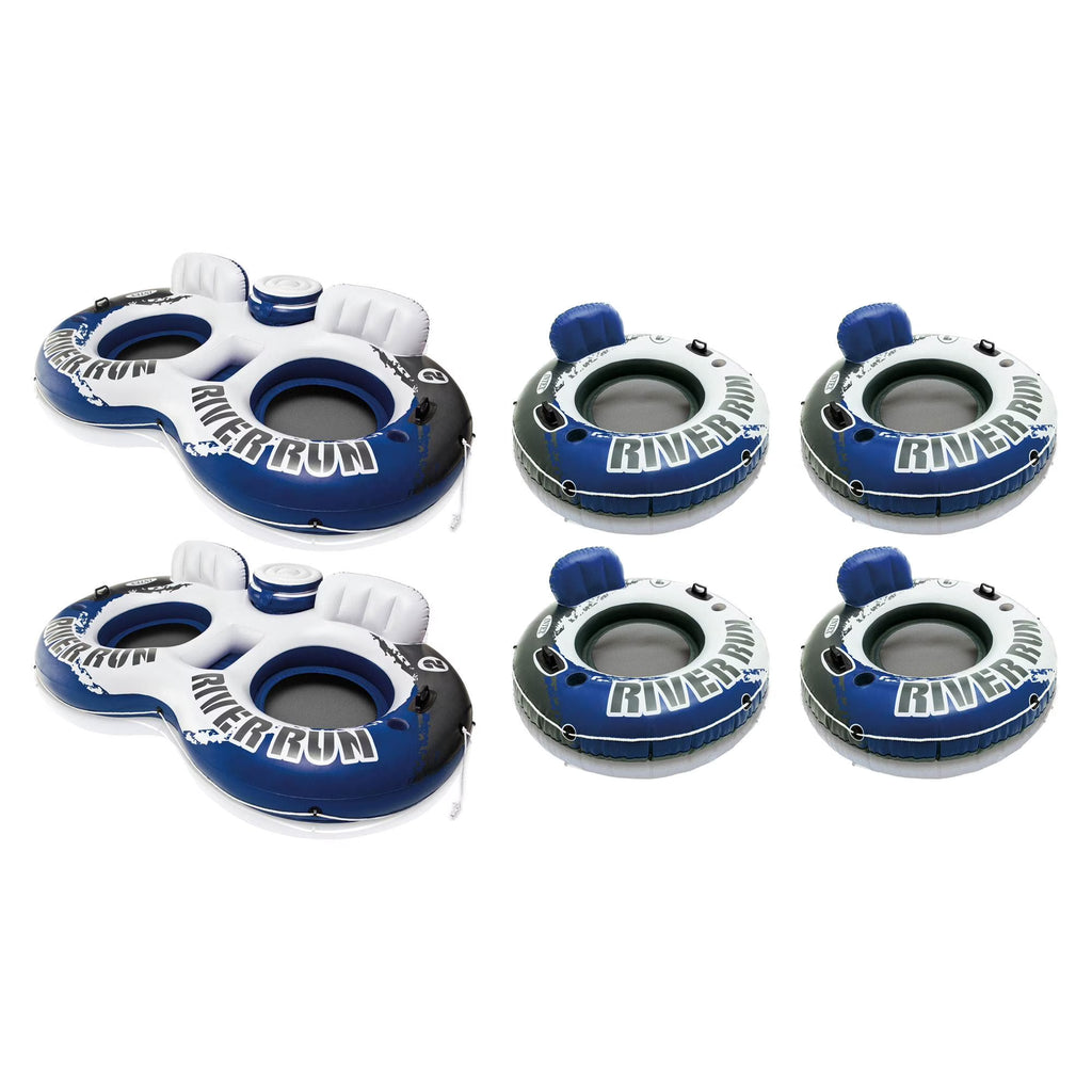 Inflatable 2 Person Float (2 Pack) + Single Tube (4 Pack) Q126