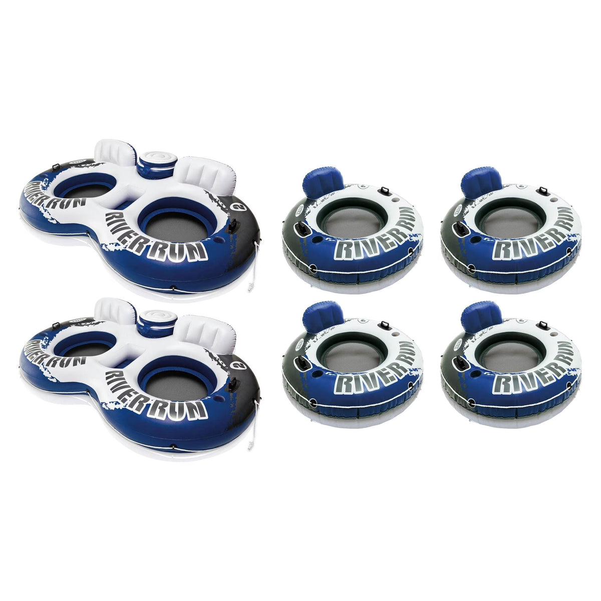 Inflatable 2 Person Float (2 Pack) + Single Tube (4 Pack) Q126