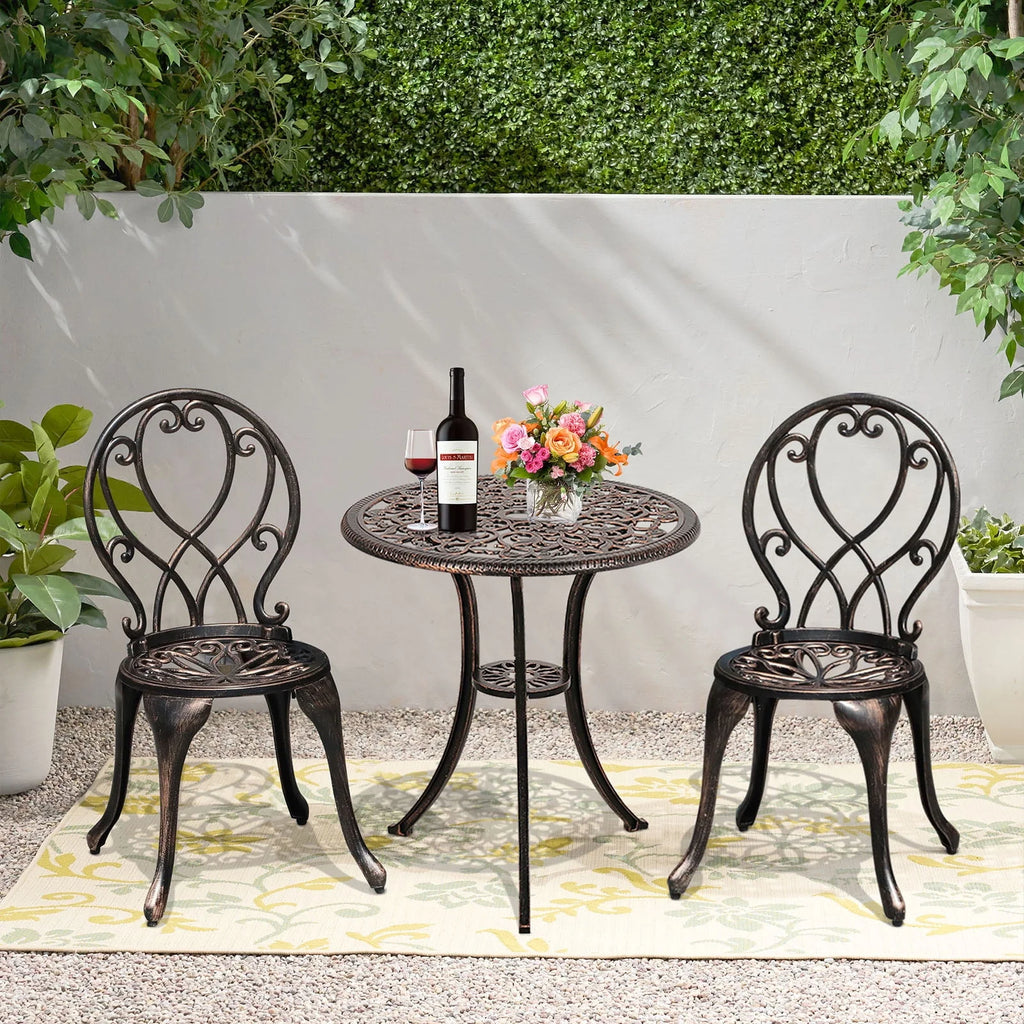 3-Piece Cast Aluminum Bistro Set with Umbrella Hole A848094