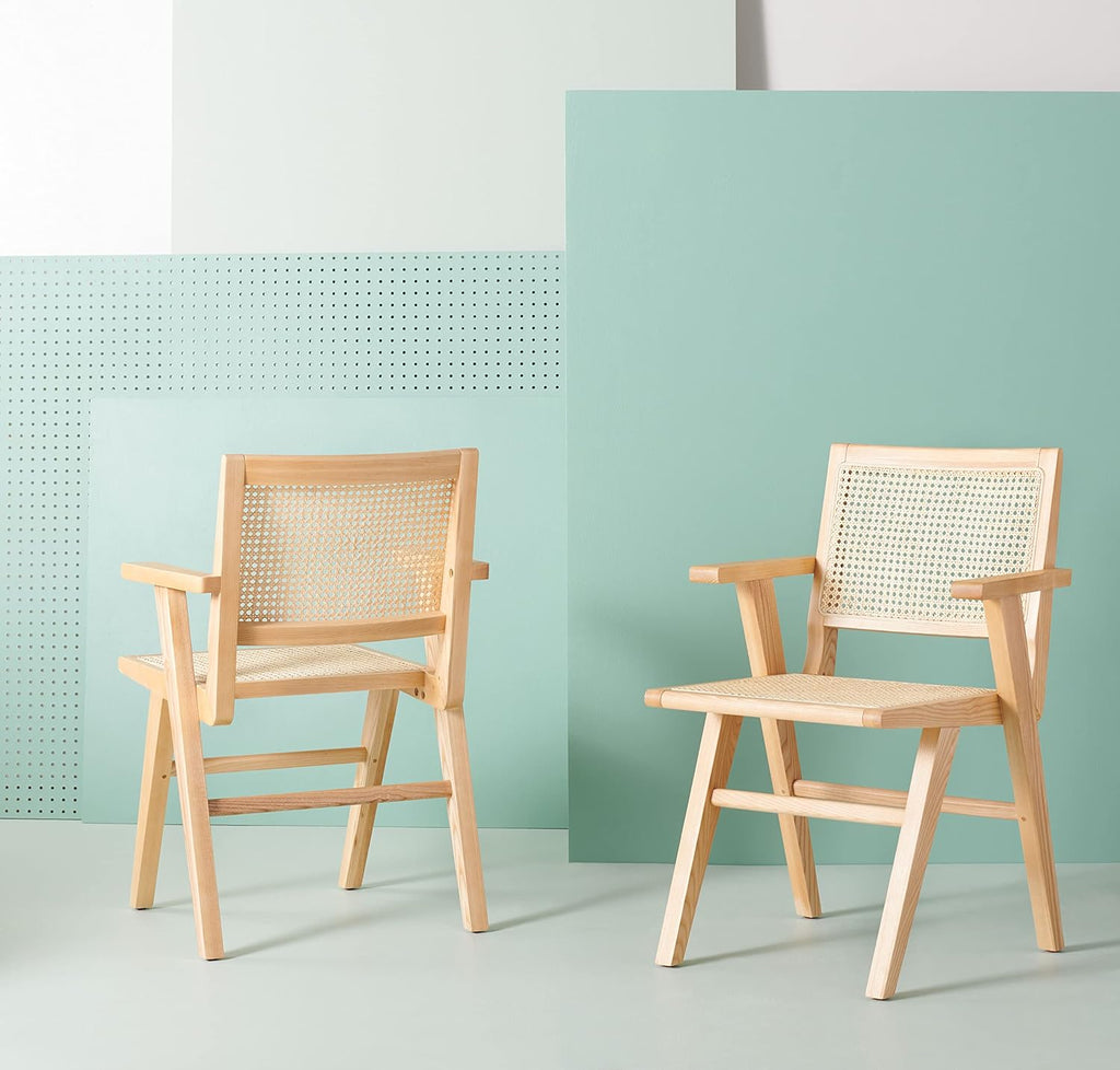 White/Natural French Cane Arm Chair (Set of 2) P9785