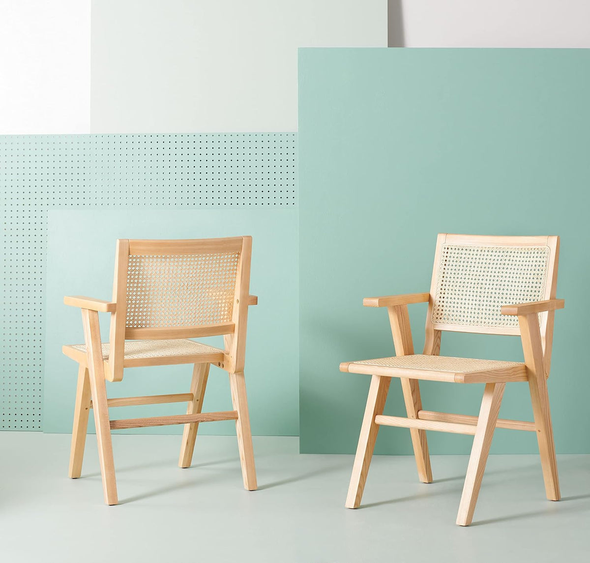 White/Natural French Cane Arm Chair (Set of 2) P9785